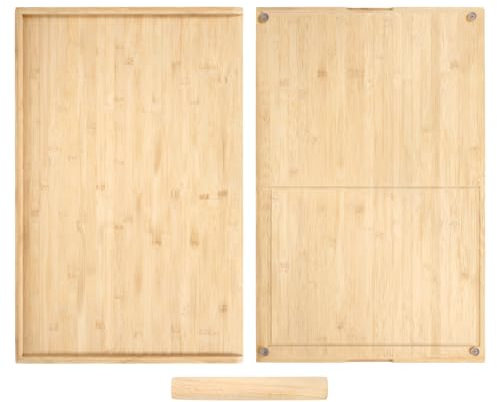 tonchean Bamboo Cutting Board 28” x 18”, Double Sided Chopping Board Wood Large Cutting Board for Kitchen Countertop with Juice Groove, Side Handles for Fruits, Meats, Kneading Dough