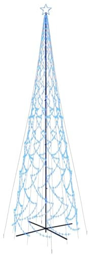vidaXL LED Weihnachtsbaum Kegelform Tannenbaum Lichterbaum Weihnachtsdeko Stern Beleuchtung Außen Beleuchtet Lichterkette Blau 3000 LEDs 230x800cm
