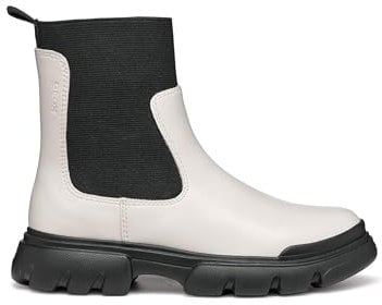 Geox J Junette Girl C, Stivale Chelsea, LT Ivory/Black, 39 EU