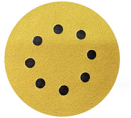 WOMGF 20 Pièces Disque Ponceuse 180mm Papier Abrasif 8 Trous Disque Ponçage Jaune Grain P80