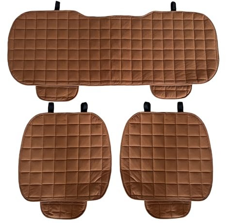 Auto Accessori Lupex Coprisedile Seduta 3 pezzi Universale Auto | Protezione Sedile 2 Anteriore e 1 Posteriore | Protector Comfort Automotive Cuscino Interni (Marrone)