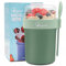 Bugucat Müslibecher To Go 560ML+230ML, Yoghurtbecher To Go mit Löffel und Deckel, Auslaufsicher Müsli To Go Becher mit Soßenbox, Joghurtbecher Müslibecher für Joghurt Haferflocken Salate Obst Grün