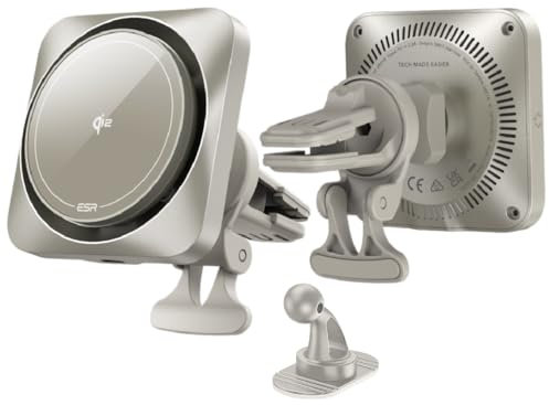 ESR für Qi2 15W MagSafe Autohalterung Ladegerät mit CryoBoost, Handykühlung, Lüftung/Armaturenbrett Auto Ladegerät, Handyhalterung Auto für iPhone 16/15/14/13/12, Galaxy S25 Series, Natürliches Titan