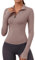 Rapbin Sport Langarmshirt Damen Gym Top Leicht Yoga Fitness Shirts Funktionsshirt Laufshirt mit 1/4 Reißverschluss und Daumenloch (Haiyueyan, M)