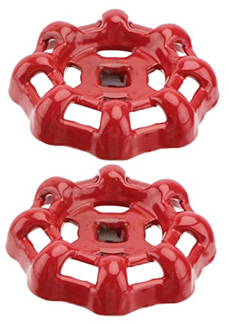 ANDRESLAD 2Stücke Gusseisen Handrad für Absperrventil Rote Metallgriffe für Wasserrohrverbindung Leicht zu Bedienen mit Zuverlässiger Dichtung und Langer