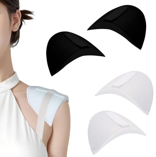 GmwyCzV 2 Paar Schulterpolster, Dicke 1,5 cm Eingesetzte Schulterpolster mit Klettband, Schaumstoff Schulterpolster, Schulterpolster Ohne Nähen, für Damen Herren Blazer Mantel Kleidung