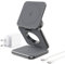KU XIU X40 Cargador Inducción, Estación de Carga inalámbrica 3 en 1 para iPhone Serie 16/15/14/13/12, 5W para Apple Watch y AirPods 4/3/2/Pro, Cargador Magnético Portátil Plegable - Gris