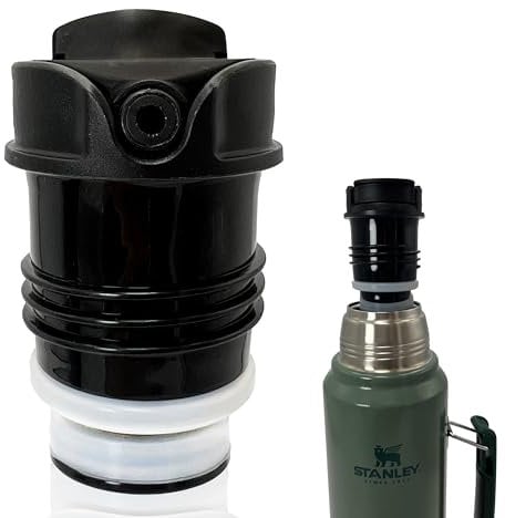 Newest Stanley Thermos Stopper Pico de Mate Replacement Cap - Fits Classic Vacuum Insulated Wide Mouth Bottles (1.1QT, 1.5QT, 2QT) - Black - Set of 1