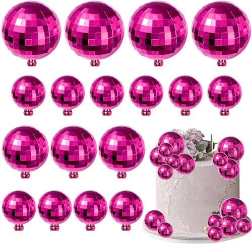 Xsstarmi 24 Pack Ball Cake Topper Shiny Disco Ball Cake Pick Ball Centerpiece Decor Cake Decorations for Baby Shower Wedding Bridal Shower Birthday Party Supplies