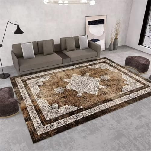 AITROMNI Balkon Teppich Wetterfest Esstisch Brauner Sofakissen Restaurant Interieur Landhausstil 170X240CM