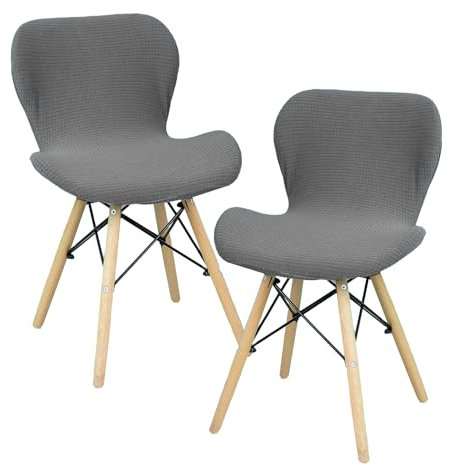 Fililogor Barhocker Bezüge 2er Set Stretch Stuhlhussen für Barhocker, Schwarz Hocker Bezug mit Lehne für Esszimmer, Küche, Outdoor (Dunkelgrau, 2er Set)