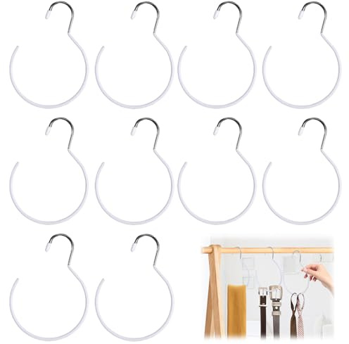 10 Piezas Soporte Corbata con Gancho Colgador, Percha para Bufanda De Seda, Perchas para Anillos De Bufanda, Percha para Pañuelos, Accesorios para Armarios, para Cocina, Salón, Tendedero