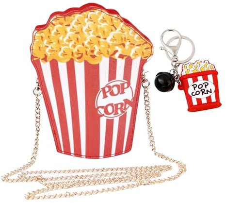 RELKLYU 1 Popcorn -Ketten -Tasche Und 1 Popcorn -Schlüsselbund, Kreative Crossbody -Tasche, Niedliche Personalisierte Crossbody -Tasche.