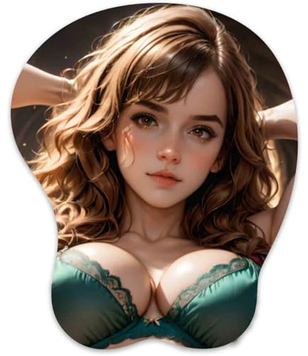 3D Mauspad mit Silikon Brüste Mousepad mit Handauflage. Anti Rutsch Anime Manga Maus Pad Handgelenkauflage für Büro (Hermion 1)