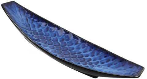 PartyKindom Keramikplatte Japanischer Sashimi Teller Lange Boot Form Kalter Teller Fischplatte Dessertteller Aus Keramik Leicht Zu Reinigen Und Langlebig