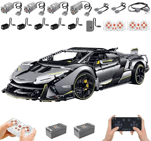 MOCSETS Technik Auto für Lambo SC18 Alston, Mit 9 Motor Set, 3392 Teile | Modellauto-Bausatz im Maßstab 1:8, Klemmbausteine Auto Modellbausatz (Ohne Originalkarton)