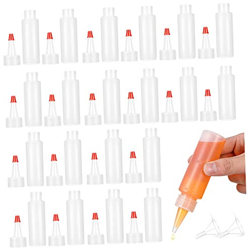 VICASKY 20pièces Bouteilles Plastique Compressibles avec Graduations De Flacons pour Sauces Huile Olive Ketchup avec Entonnoirs pour Dosage