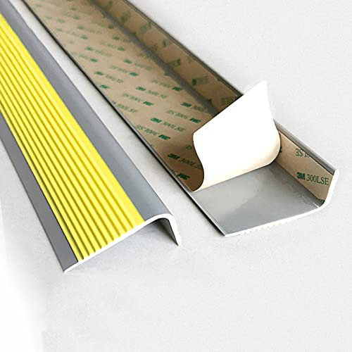 MYRDBT kantenschutz selbstklebend, Treppenkantenschutz, Gummi-Teppichkanten-Übergangsstreifen/Stufenkantenschutz, rutschfeste Sicherheit, breite 5 cm Treppenkappen, Gelb, Silber, Schwarz, Braun