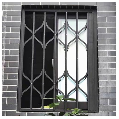 Customisable Retractable Security Window Grille, Heavy-Duty Extendable Window Safety Guard Screen for Offices/Basements, Lockable Burglar Proof Folding Window, Space-Saving(60x90cm)