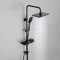 Florenta Regendusche Duschsystem ohne Armatur, Schwarz Duschset mit XXL-Duschablage, Edelstahl Duschstange, 3 Strahlarten Handbrause, Kopfbrause 30 * 20cm