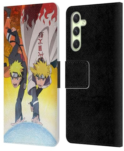 Head Case Designs Offizielle Naruto Shippuden Naruto und Minato Schluessel Kunst Leder-Wallet-Hülle Kompatibel mit Samsung Galaxy A54 5G