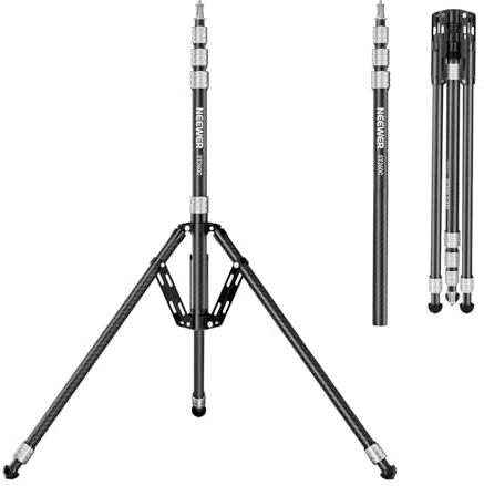 NEEWER ST260C - Trípode de Fibra de Carbono con Patas Reversibles, de 35 a 102 Pulgadas, portátil, Ligero, Soporte de luz para fotografía estroboscópica, Anillo de luz, cámara de acción, grabación de