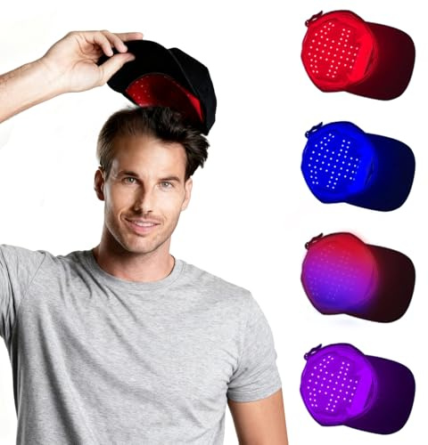 168 LEDs Red Light Kappe für Haarwachstum und Gegen Haarausfall, 460/660/850nm Wavelength, Haarwachstum Cap für Haarwachstum Anregen, Haarpflegehaube für Beschleunigen, 4 Modi (Schwarz (168 LEDs))