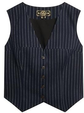Superdry Damen Nadelstreifen Weste Marineblau Nadelstreifen 38
