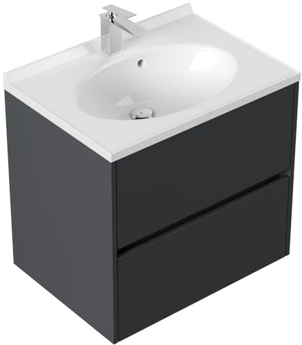Badmöbel Rina & Waschtisch 70cm 2 Greifraum SoftClose Auszüge grafit