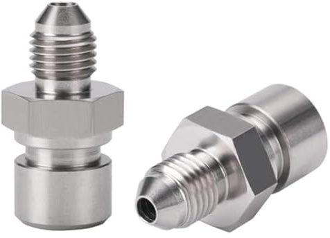 Bosiyrggrl Adaptateur de la Ligne de Frein Ajusté 4an Mâle à 3/8-24 3/16 Feme Inversé en Acier Inoxydable 2pcs