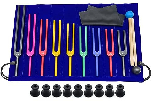 Ocnvlia 9 Piece Colorful Aluminum Alloy Tuning Forks Tuning Forks For Therapy, Voice Therapy Black