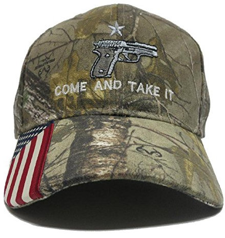 Military Imagine Camo Handgun Come and Take It Gun Cap Hat American Flag
