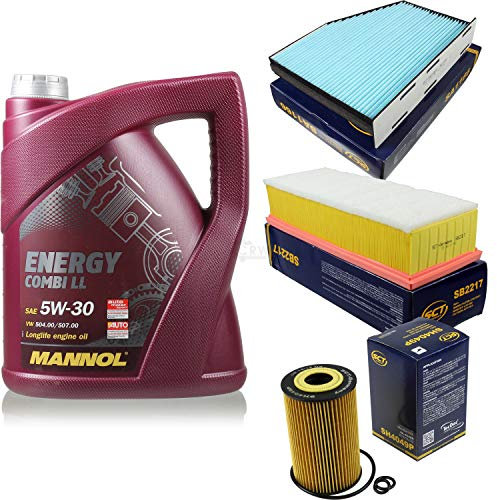 QR-PARTS 69120377 Filter Set Inspektionspaket 5 Liter MANNOL Motoröl Energy Combi LL 5W-30 API SN/CF SCT Germany Innenraumfilter Luftfilter Ölfilter