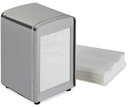 Relaxdays 10025508_55, argent Distributeur table, Vintage Rétro restaurant Support porte serviette HxlxP: 15x9,5x11 cm