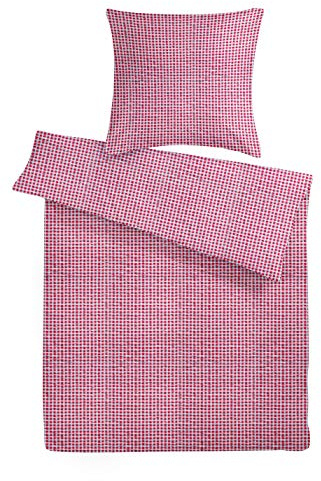 Carpe Sonno Seersucker Bettwäsche 155x220 Baumwolle [Bügelfrei] | Leicht kühlende 155x220cm Bettwäsche Seersucker mit Reißverschluss | Sommer Bettbezug 155x220 | Sommerbettwäsche kariert Rot Weiß
