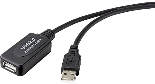Renkforce USB 2.0 Kabel USB-A Stecker auf USB A Buchse 20m Aktiv Schwarz mit Signalverstärkung RF-4535088