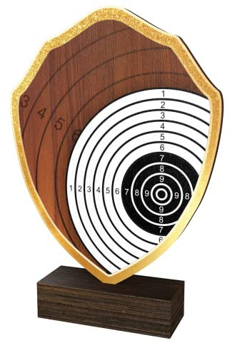 Trophy Monster Real Wood Shooting Target Trophy Shield Gold, Silver or Bronze | FREE Engraved Plate | Made from Sustainable Printed 8mm Thick Birch Plywood | Buy in 8 Sizes