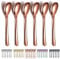 Kyraton Cucharas de café de oro rosa, 6 piezas, acero inoxidable de 14cm, chapado en titanio, cucharas de café de oro rosa, cucharas de espresso, cuchara de té, mini juego de cucharas
