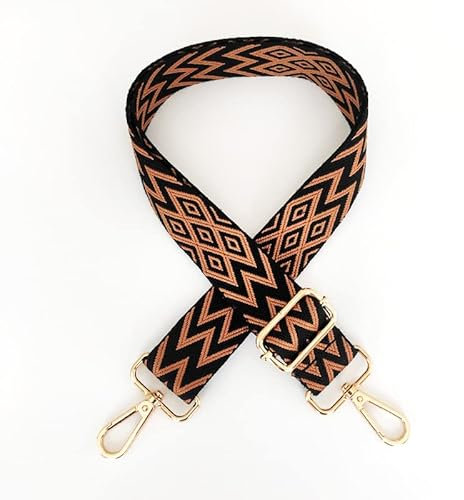 Boho Verstellbar Schulterriemen für Taschen 3.8cm Mehrfarbiger Breiter Taschengurt Schultergurt für Damen und Herren Verstellbar Riemen Taschenhenkel Umhängegurt für Taschen Handtaschen,Braun Schwarz