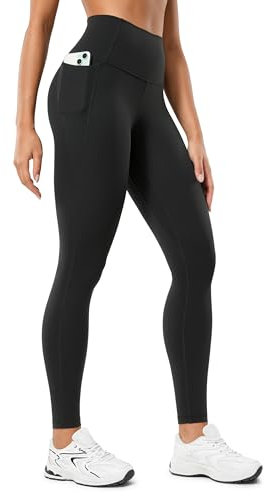 CRZ YOGA Butterluxe Damen High Waist Sport Leggings Blickdicht Soft Yoga Hosen Gym Workout Leggins mit Taschen - 71cm Schwarz 40