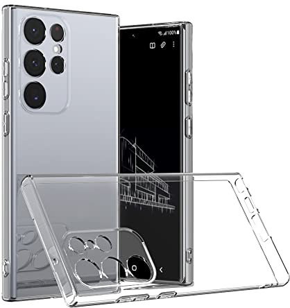 Captor Cover Trasparente per Samsung Galaxy S23 Ultra 5G, Custodia TPU in Silicone Flessibile Morbida e Sottile, Alta Qualità con Bordo Rialzato per Schermo e Protezione Fotocamera