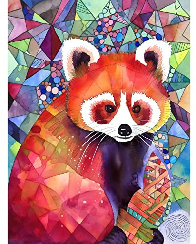 Artery8 Red Panda Polygon Pattern Folk Art Unframed Art Print Poster Wall Decor 12x16 inch