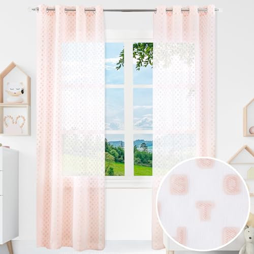 BOD HOME 2 Stück Kindervorhang Transluzent Rosa, 140x260 cm BxH, Kinderzimmer Vorhang, Home & Kinderzimmer Dekoration, Kinder, Polyester, Buchstaben Design