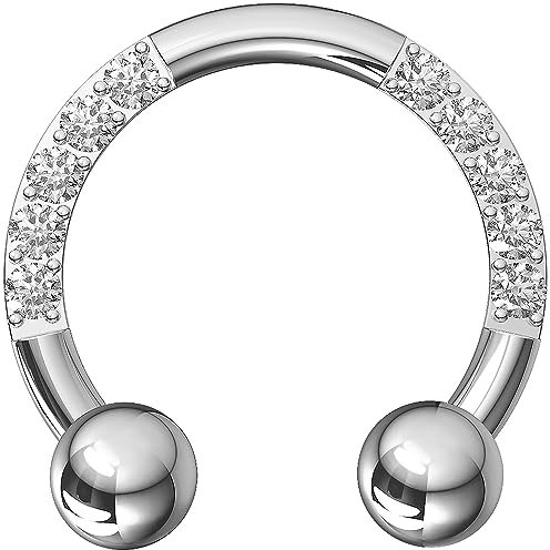 AZARIO LONDON Multi Cz Edelsteine 16 Gauge G23 Grade Titan HueShoe CBB Knorpel Ring Rook Helix Septum Piercing Schmuck, 7mm Diameter, Zirkonia, Zirkonia