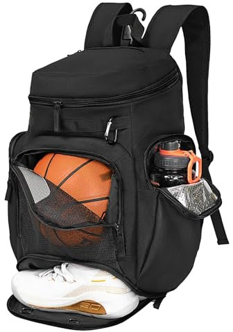 LARIPOP Sac à Dos de Basket-Ball, Grand Sac de Sport, Sac de Gym avec Compartiment à balles et Compartiment à Chaussures pour Ranger Les Chaussures de Sport, Les Bouteilles d'eau, Les Ordinateurs