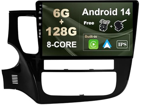 SXAUTO - 6G+128G - Android 15 IPS Autoradio para Mitsubishi Outlander (2012-2018) - Inalámbrica CarPlay/Android Auto/DSP - LED Cámara + Mic - Dab 360-CAM Volante Fast-Boot WiFi - 10.1 Pulgada 2 DIN
