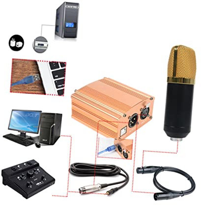 Gadpiparty 48v Versorgung 5v Usb Eingang für Kondensator Mikrofon Broadcast Erdung Schutz Goldene
