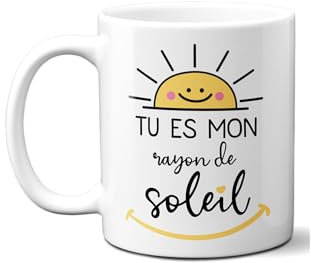 DECOHO Mug en céramique Tu es mon rayon de Soleil - Cadeau pratique pour son/sa chéri(e) pour Saint-Valentin, Anniversaire ou Noël