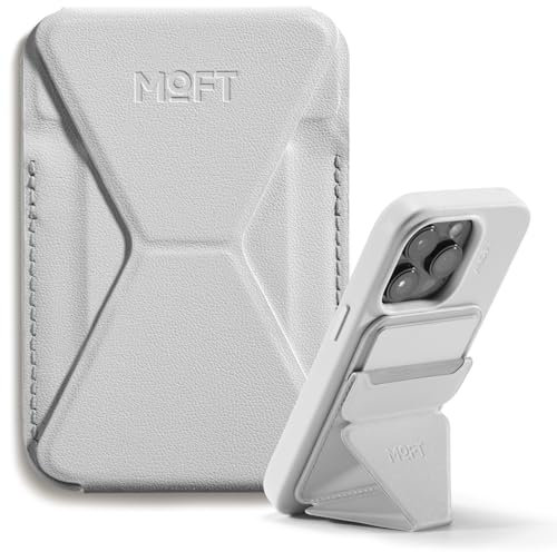 MOFT MagSafe Wallet Stand for iPhone 15/14/13/12 Series Compatible with MagSafe, MOVAS Vegan Leather Magnetic Phone Stand with 3 Viewing Angles, 2 Cards Holder (Misty Cove)