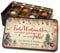 Vintage Pralinendose personalisiert „Frohe Weihnachten und einen guten Rutsch“ – 12 Confiserie-Pralinen in Metalldose – Schokolade Geschenk für Freunde & Familie